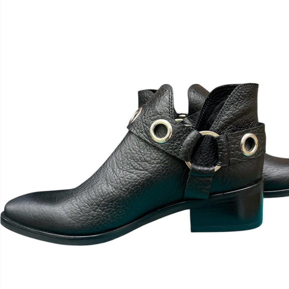 Kaanas Morelia Harness Grommet Open-Ankle Bootie Boot Black Leather Size 6.5 - Picture 2 of 10